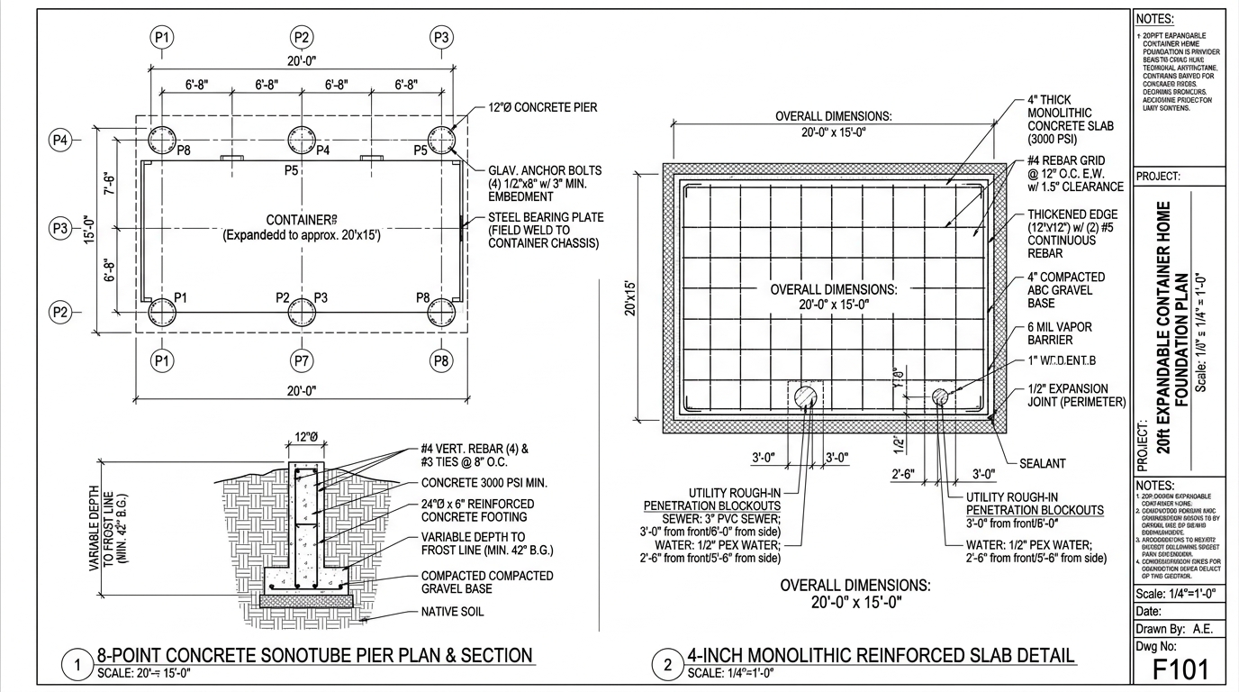 Foundation Plan: Piers & Monolithic Slab