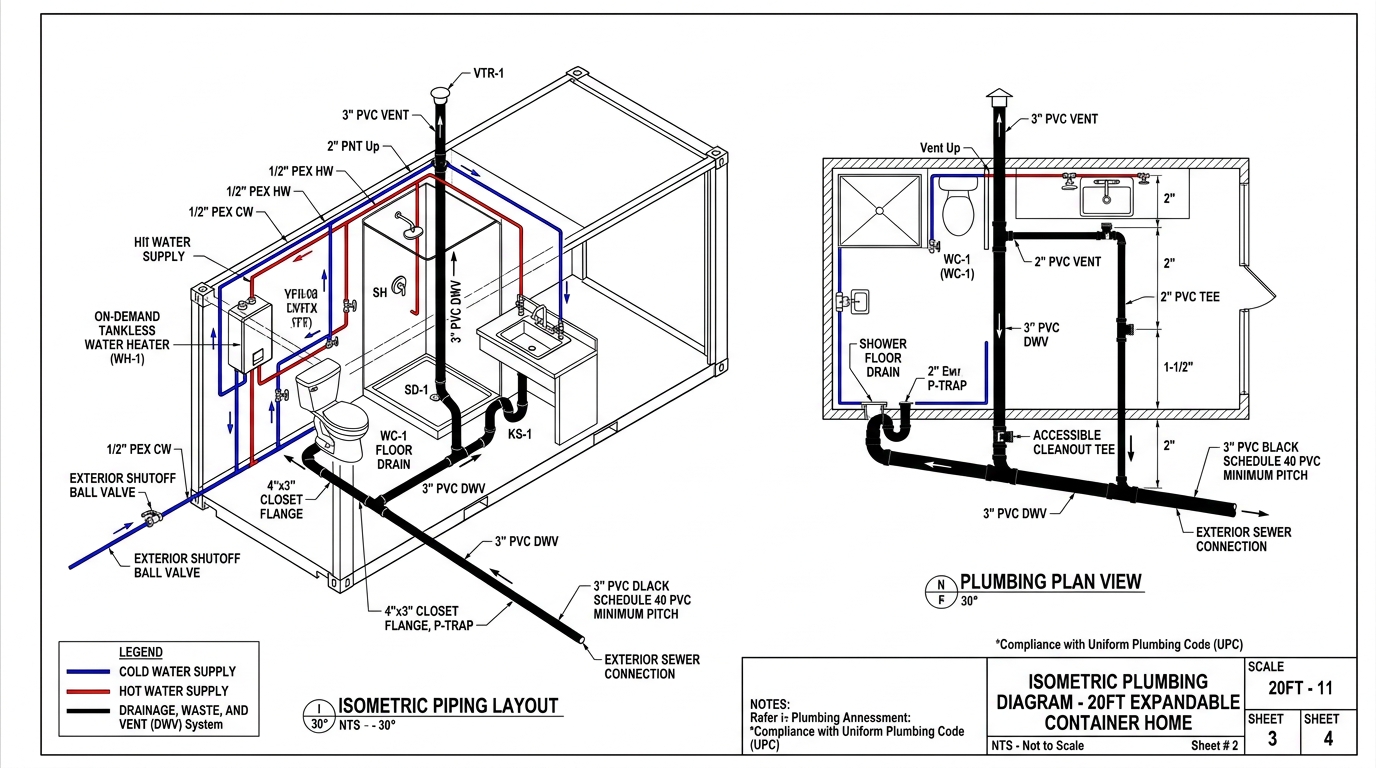 Plumbing DWV & PEX Supply Isometric